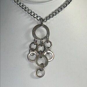 Modern Contemporary Sterling Silver Rows Of Swinging Circles Designer Necklace